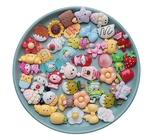 SOWAKA 100 Pcs Resin Flatback Cartoon Flower Animal Cute Fruits Decoration Supplies for DIY Crafting Embellishment Hair Clip Scrunchies Ornament Accessories