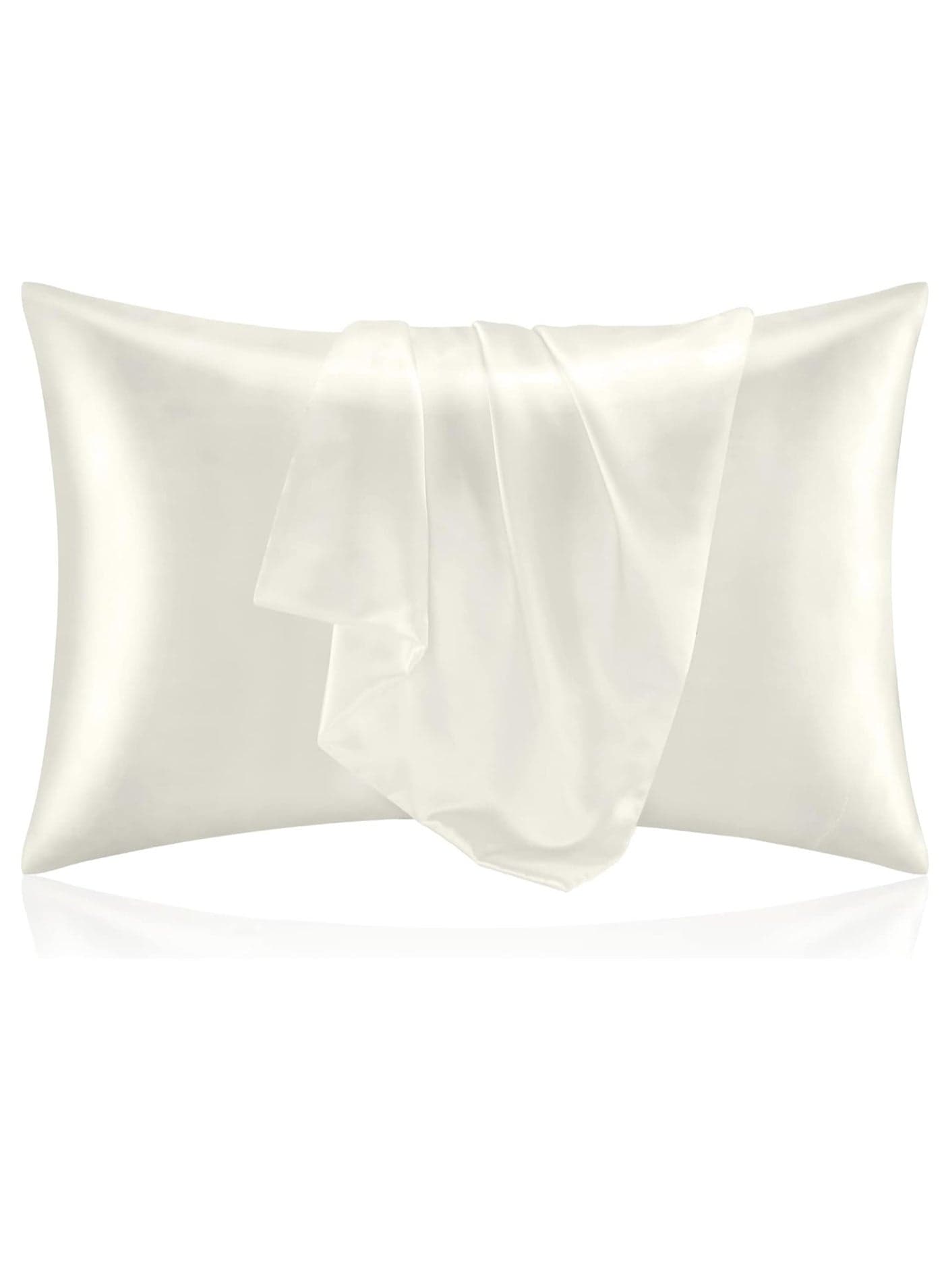 MahMir® Silk Satin Pillowcase for Hair and Skin Queen Ivory White Silk Pillowcase 2 Pack 76L x 51W CM (30x20 Inches) - Satin Pillow Cases Set of 2 with Envelope Closure ( 2pcs Ivory White)