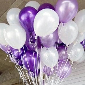 Evisha HD Big Size 50 pcs Metallic | Latex Balloons | Theme Party, Party Decoration | Birthday Party Balloons | Balloons for Party Decoration (White Purple)