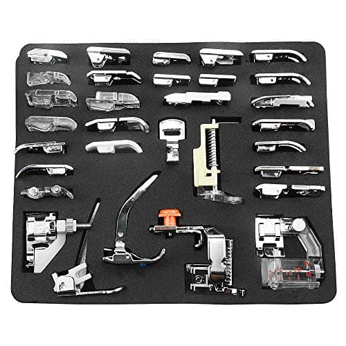 TOVOT 32 PCS Domestic Sewing Machine Presser Feet Set for Singer, Brother, Janome and Kenmore,Babylock, Low Shank Sewing Machines