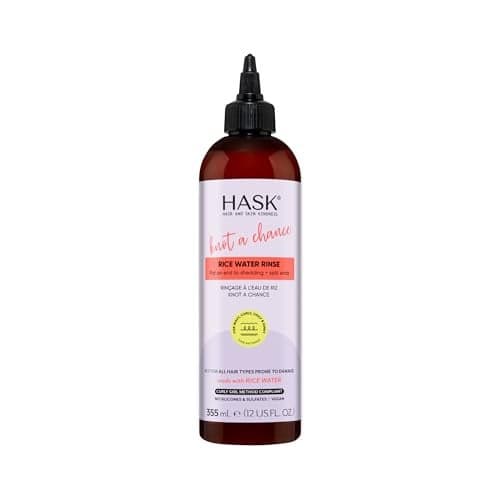HASK Knot A Chance Rice Water Rinse with Fortifying Rice Water for Wavy Curly Coily Kinky Hair Minimizes Shedding Enhances Shine Vegan SulfateFree CrueltyFree 12 fl oz