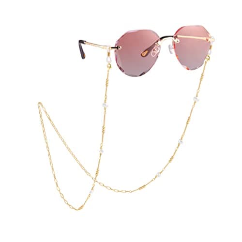 PEARLADA 18k Gold Baroque Pearl Glasses Chain for Women, Mask Lanyard Necklace, Reading Eyeglass Holder, Eyewear Retainer Sunglasses String Strap