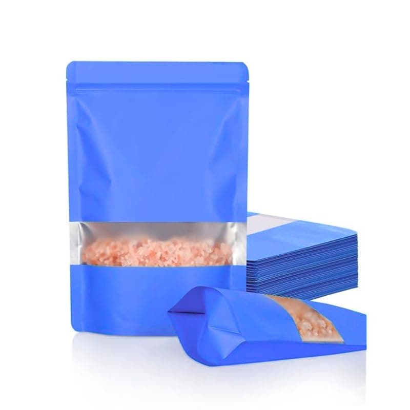 DEERA Matte Blue With Window Ziplock Storage Pouch 135x220mm Pack of 25