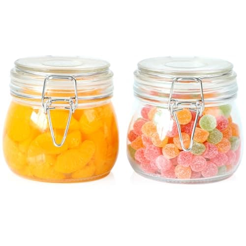 Glass Jar With Airtight Lid 16 Oz Set Of 2 Wide Mouth Airtight Food Storage Containers Leakproof Canister For CoffeeSugarChocolate ChipsCanningCandyCerealSpicePickleCookiesDried Fruits