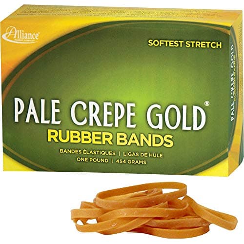 Alliance Rubber 20185 Pale Crepe Gold Rubber Bands Size #18, 1 lb Box Contains Approx. 2205 Bands (3" x 1/16", Golden Crepe)