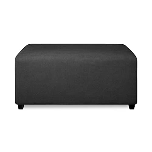 PureFit Super Stretch Soft Form Fit Ottoman Cover Rectangle - Ottoman Slipcovers for Foot Stool & Folding Storage Furniture for Living Room with Nonslip Elastic Bottom (Small, Dark Gray)