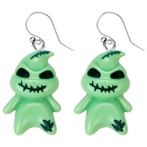 DAYANEY Christmas Earrings for Women as Nightmare Movie Before Chrsitmas Gifts, Green Ghostface Earrings for Girls Cute Boogcy Costume Xmas Stocking Stuffers Cute Holiday Jewelry