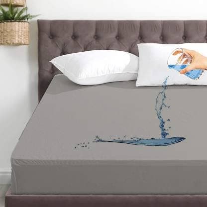 Rajasthan Crafts Cotton Terry Ultra Soft Waterproof Mattress Protector| Fits Upto 8 inch Bed | Breathable - Hypoallergenic Mattresses Cover (72x75 inch | 6x6.25 feet, Grey)