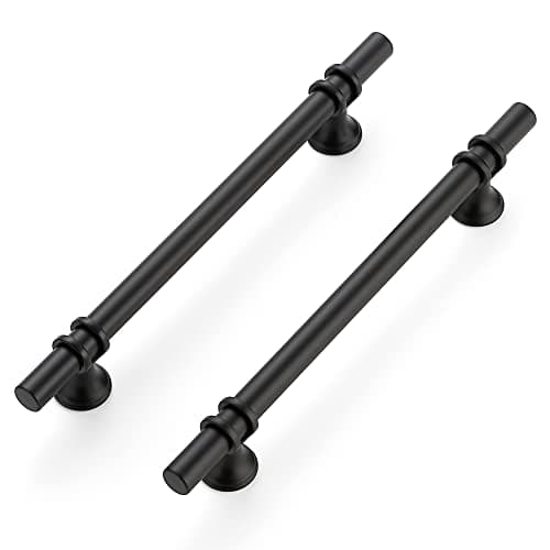 Ravinte 30 Pack 8-13/16 Inch Cabinet Pulls Kitchen Cupboard Handles with Round Base Matte Black Drawer Pulls Cabinet Handles 8-13/16" Length,6-1/4" Hole Center
