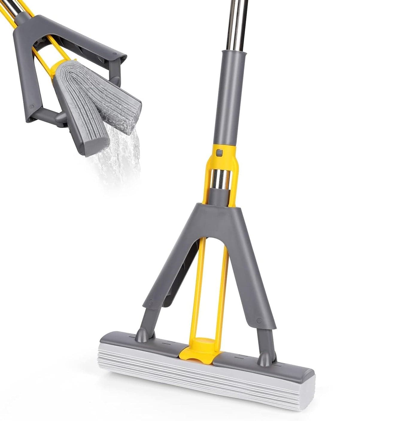 Suicune Sponge MopWet and Dry Magic Mop with Super Absorbent Sponge HeadsFloor Mop with Telescopic Stainless Steel HandleSelf Wringing Floor Mop for HardwoodMarbleTiles
