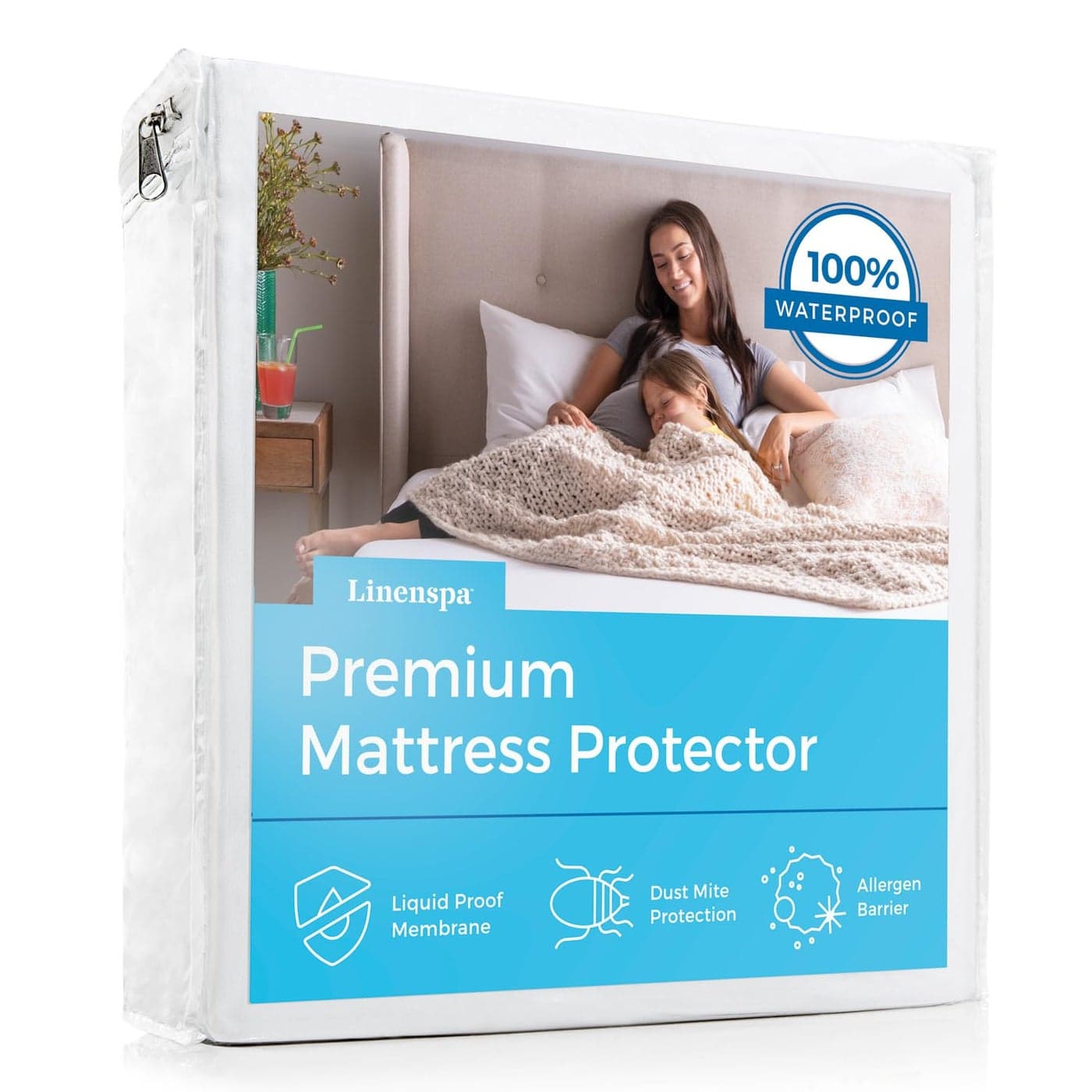Linenspa Waterproof Smooth Top Premium Full Mattress Protector, Breathable & Hypoallergenic Full Mattress Covers - Packaging May Vary,White
