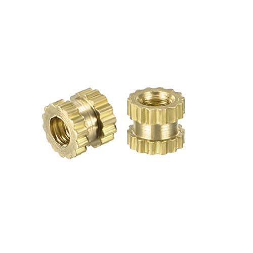 uxcell Knurled Insert Nuts - 100Pcs M2 x 3mm Length x 3.2mm OD Female Thread Brass Threaded Insert Embedment Nut for 3D Printer