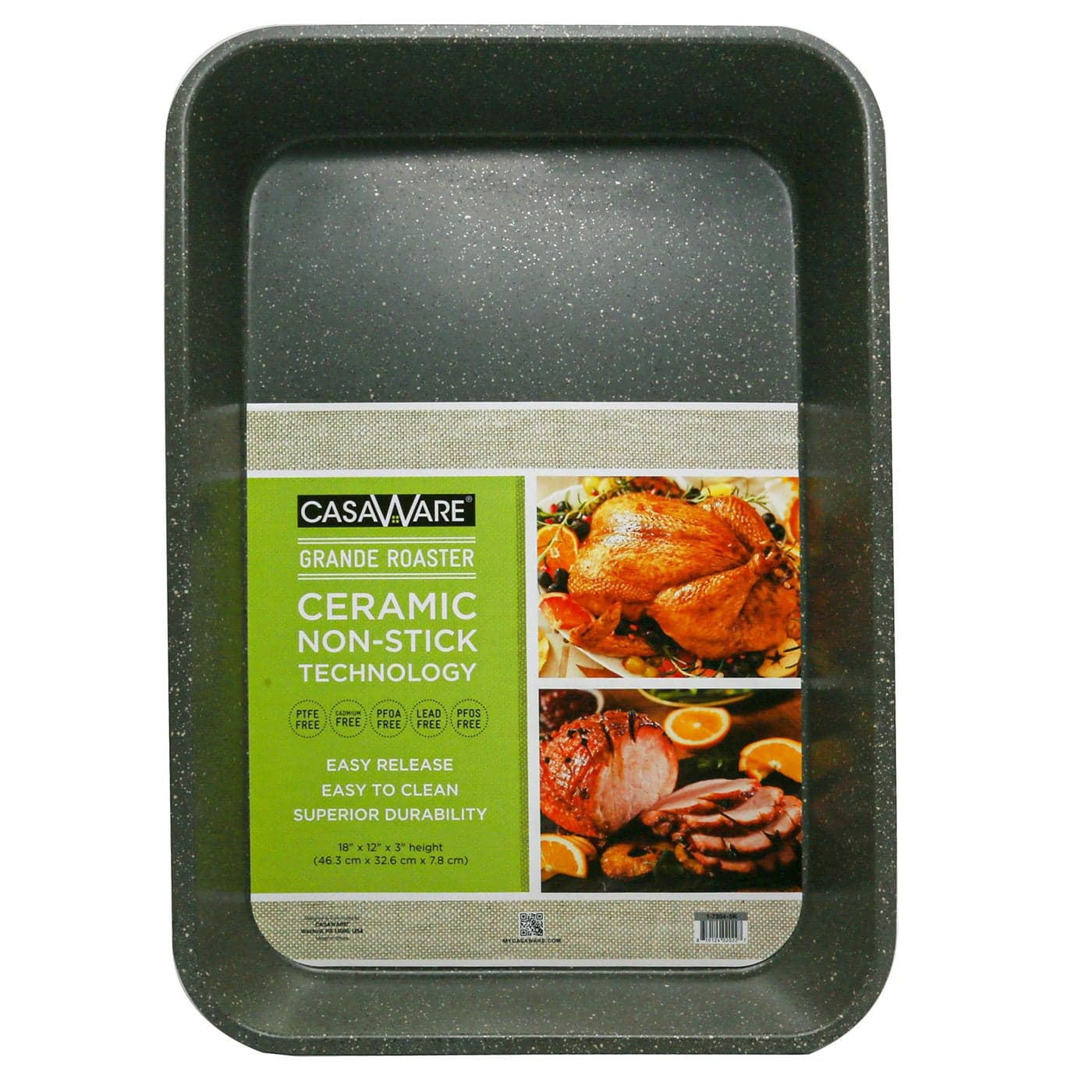 casaWare Grande LasagnaRoaster Pan 18 x 12 x 3Inch Extra Large Ceramic Coated NonStick Silver Granite