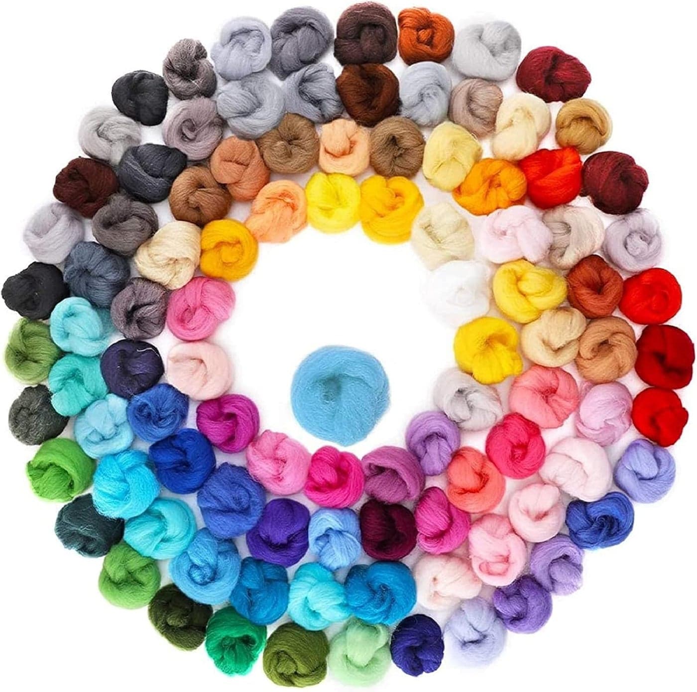 Habbi 100 Colors Needle Felting Wool Fibre Wool Roving for DIY Craft Needle Felt Roving for Spinning Blending Custom Colors