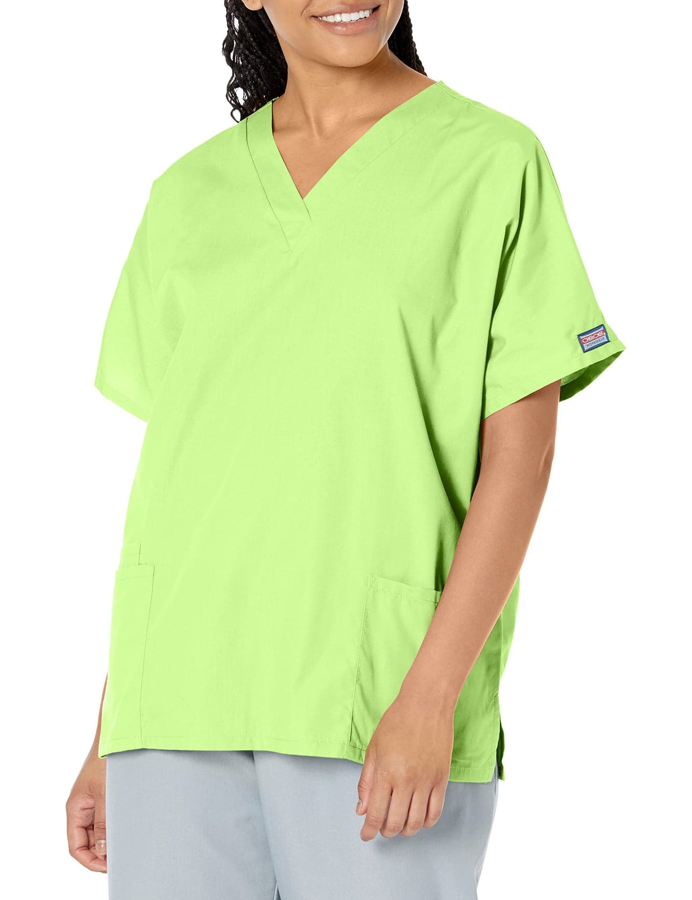 Cherokee Women's V Neck Scrubs Shirt, Lime Green, XX-Small