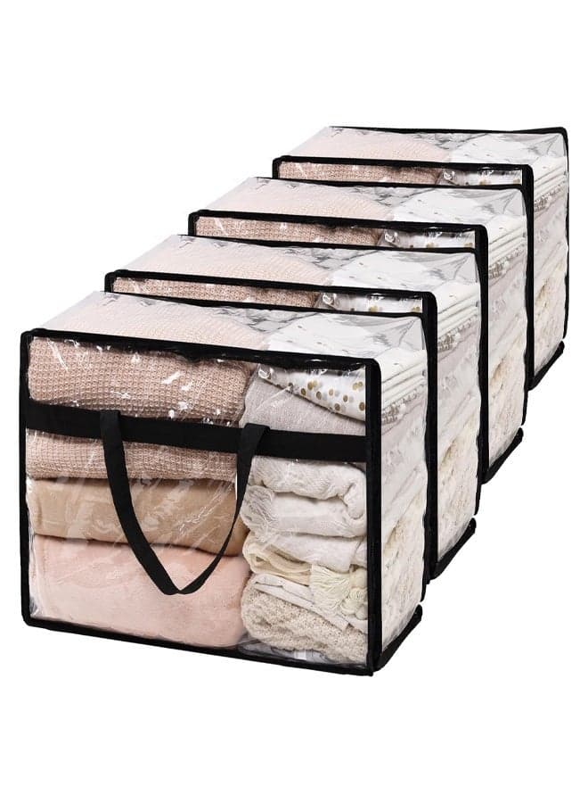 4 Pcs Clear Moving Bags,Storage Bags with Zippers & Handles, Collapsible Heavy Duty Storage Bags,Waterproof, Moisture-proof, Sturdy and Durablefor,Organized Storage of Clothing, Toys, Bedding and Moving Supplies,60*24*42cm