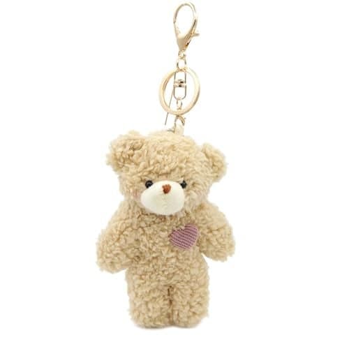 Pmeixcy Bear Keychain, Cute Plush Keychain for Keys and Bags, Soft Stuffed Animal Keychain, Adorable Bag Charm for Women and Men, 10 cm Brown Cotton KeychainS Cute