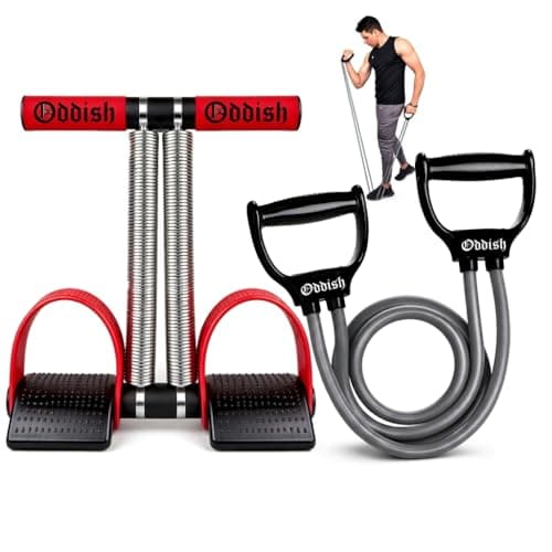 ODDISH way to fitness Double Spring Tummy Trimmer with Resistance Tube | Heavy Duty Ab Exerciser Combo for Men & Women | Home Gym Equipment for Belly Fat Loss, Abs, Waist, Arms & Full Body Workout