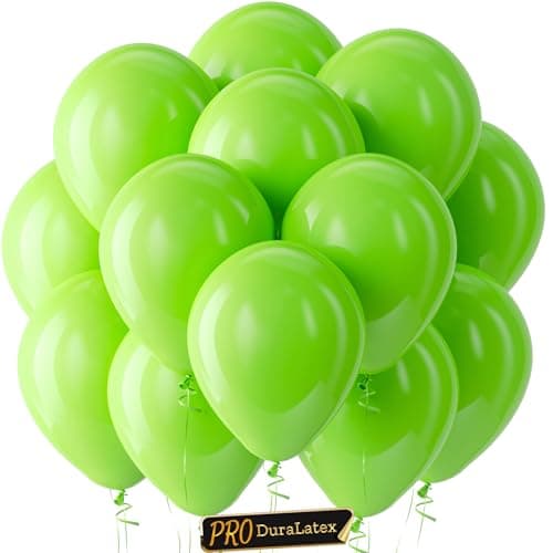 Bezente Pro Duralatex Lime Green Balloons 100 Pack 12 inch ExtraThick Light Green Balloons for LongLasting Professional Party Decorations Large Birthday Jungle Bridal Shower Halloween Party