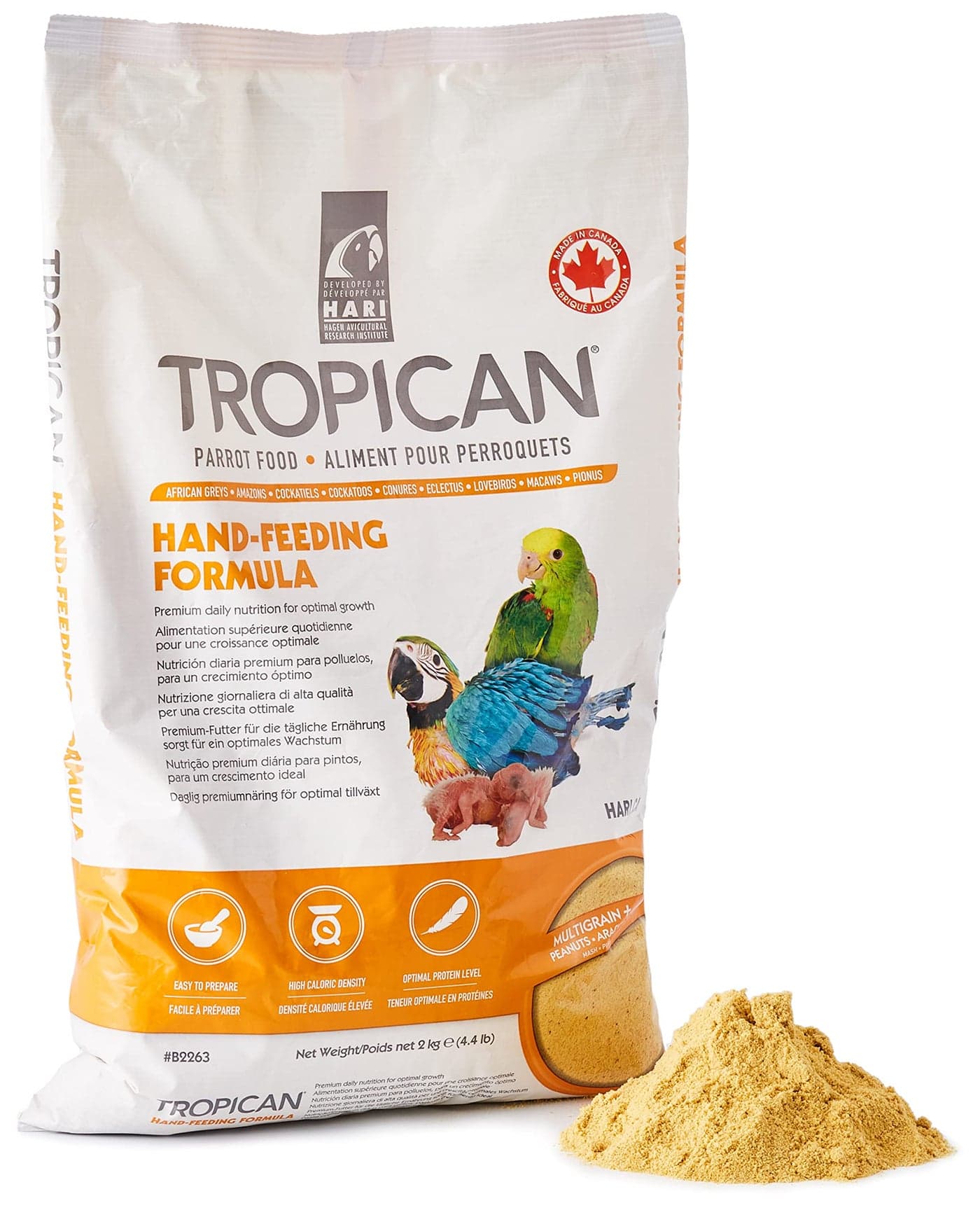 Hari Hagen Tropican Hand Feeding Parrot Food, 4.4 lb Baby Bird Food for Optimal Growth