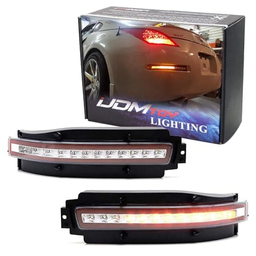 iJDMTOY Clear Lens w/Dark Red Inner All-In-One Full LED Lower Bumper Tail Lamps Compatible With Nissan 2003-2009 350Z: Sequential Blink LED Turn Signal Lamps, Backup Reverse Light & Tail/Brake Light