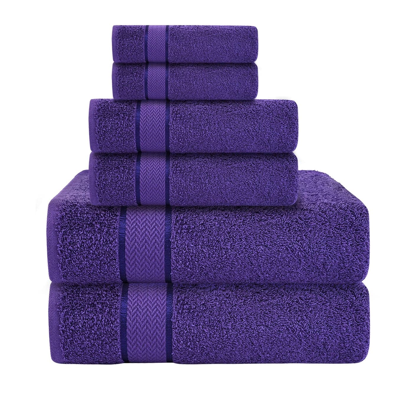 Bath Towels Set100 Cotton2 Bath Towels 2 Hand Towels 2 WashclothsLarge Quick Dry Absorbent Soft Plush Gym Spa Hotel Pool Shower Towels 6 Piece Luxury Bathroom Towels