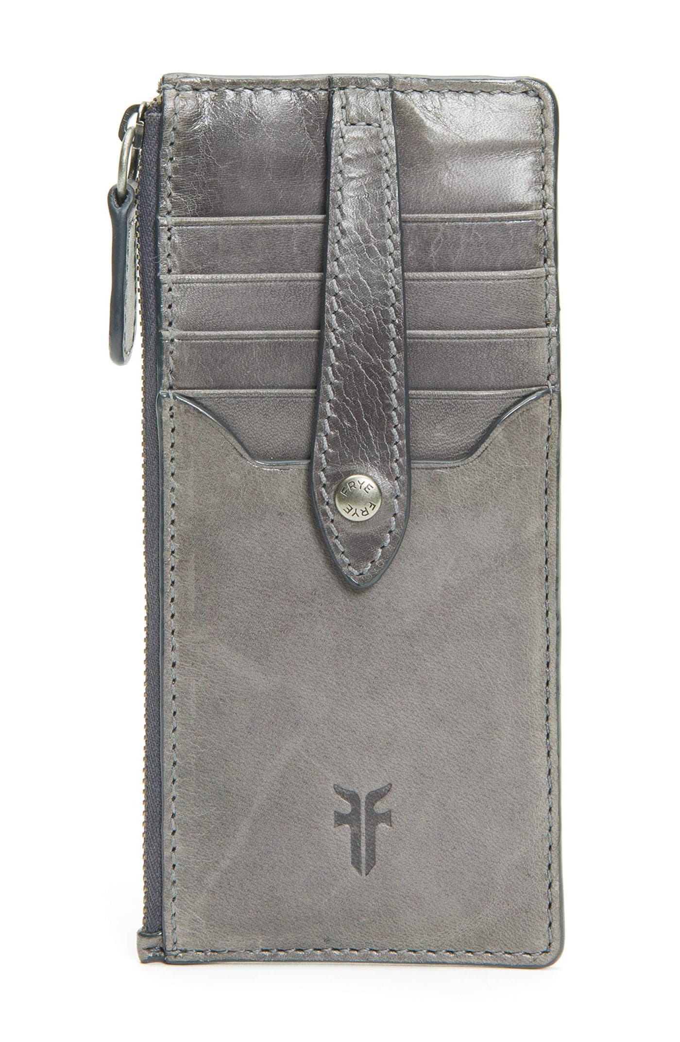 Frye Melissa Snap Card Wallet, Stylish Design with Holder & Slots, Compact for Purse, Carbon