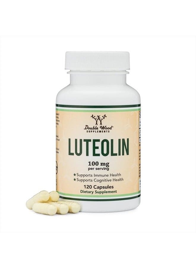 Luteolin Supplement 100mg Servings of Bioactive Flavanoids (120 Capsules, Manufactured in The USA) Potent Polyphenols Flavonoid for Brain and Overall Support by Double Wood