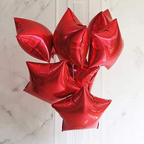 GRAND SHOP 50806 Star Shape 18" Inch Foil Balloons - Red (Pack of 5)
