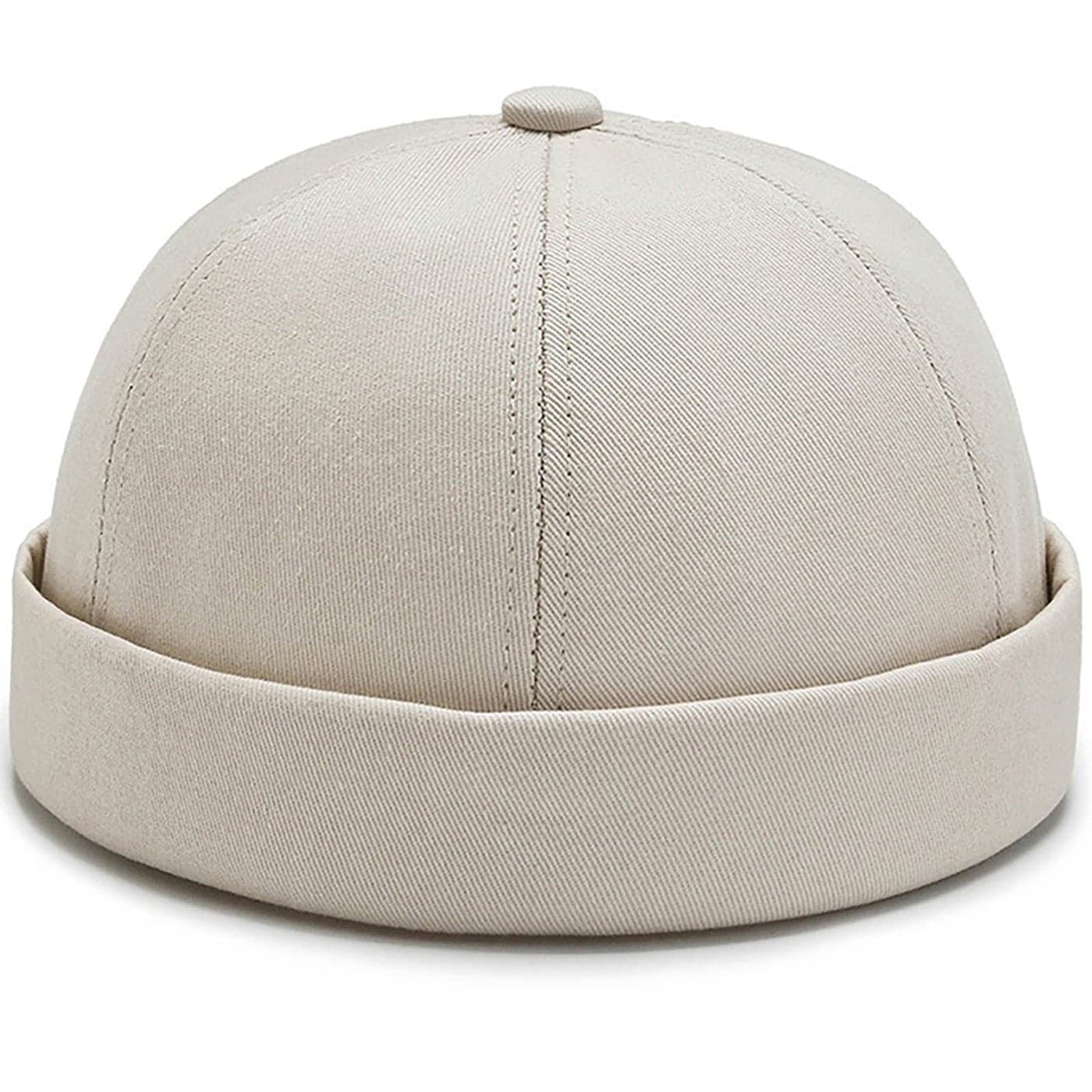 XYIYI Beige Cotton Brimless Docker Cap Adjustable Street Casual Sailor Cap Skullcap Beanie Hat