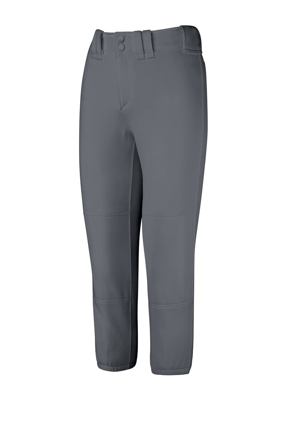 Mizuno Girls Youth Belted Low Rise Fastpitch Softball Pant Dark Charcoal Youth Large