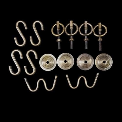 8pcs S-Hook 4pcs Bottom KADA 2pcs W-Hook Strong and Sturdy Heavy Duty HI-Grade Quality Life TIME WARRENTY, S-Hook for Swing, Patio Antique Finish Brass Weight Capacity 2000KG Kriya Home Decor
