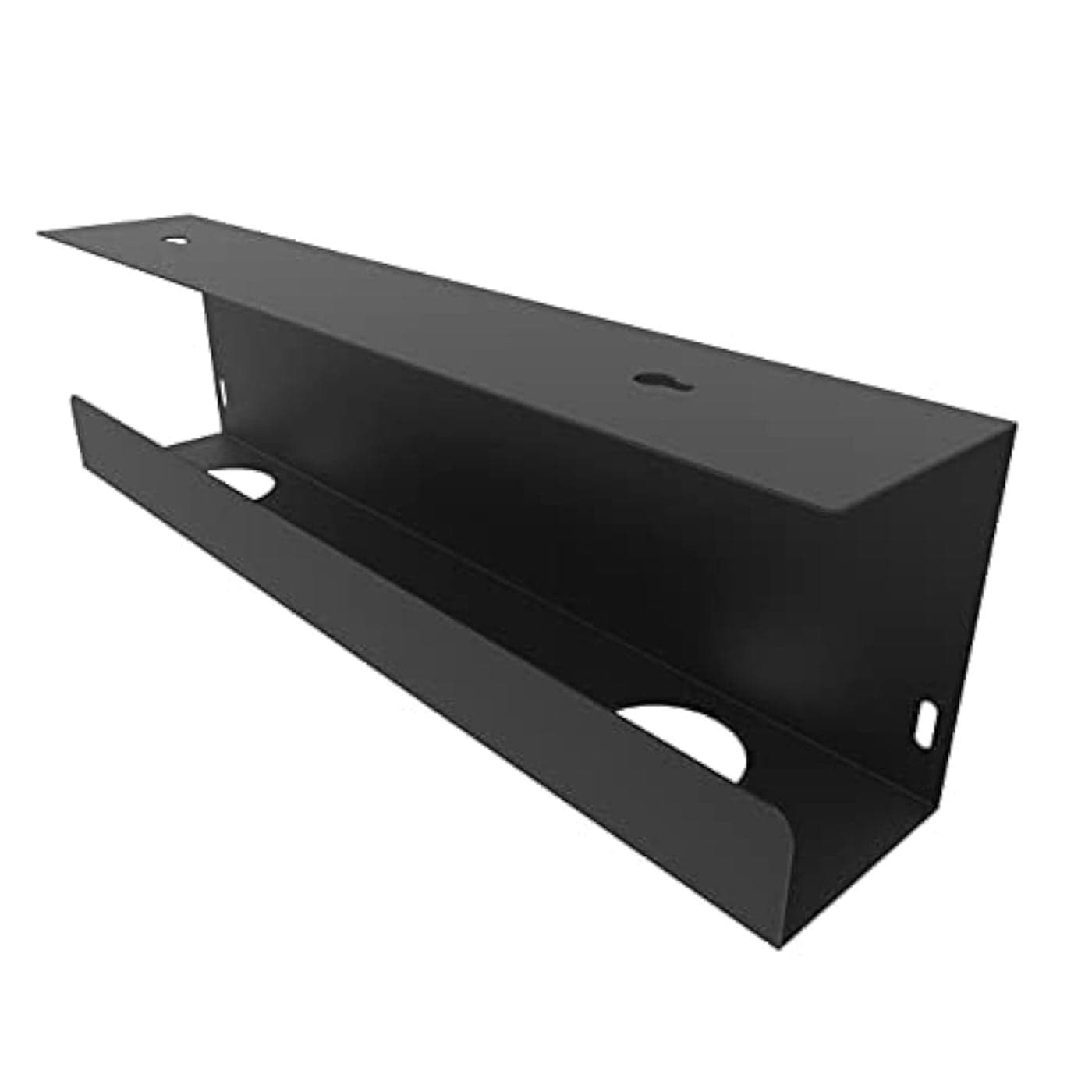 Jingchengmei Under Desk 17 inch Wide Cable Management Tray Power Strip Holder Metal Cord Organizer Wire Management for Office and Home Black UDCMT17In Black