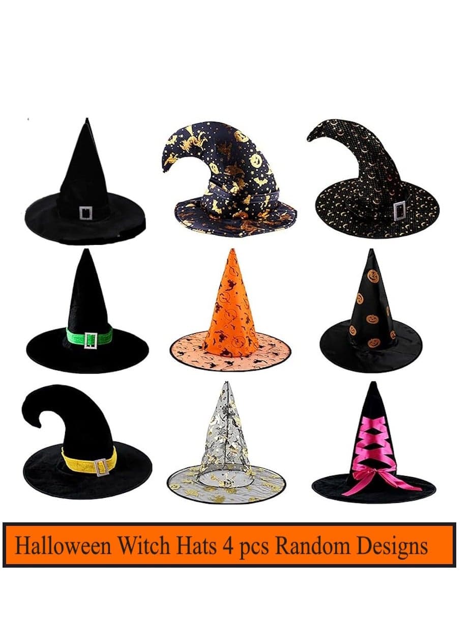 Witch Hats Halloween Costume Bulk for Kids and Adults Witches Party Accessory Favor Hanging Decorations for Yard Garden Indoor Outdoor Decor 4 pcs