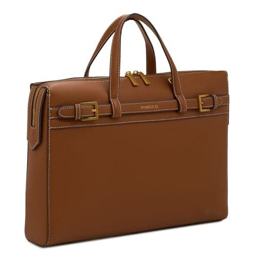 Miraggio Shalom Laptop Bag | 14 inch Padded Laptop Sleeve With Adjustable & Detahcable Strap | Unisex Laptop Bags For Office | Laptop Cover Bag (Brown)