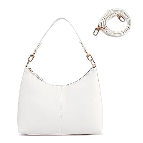 Keyli shoulder bag for women Small Tote Handbags Purse Trendy Zip Leather Crossbody Bags with Adjustable Strap White