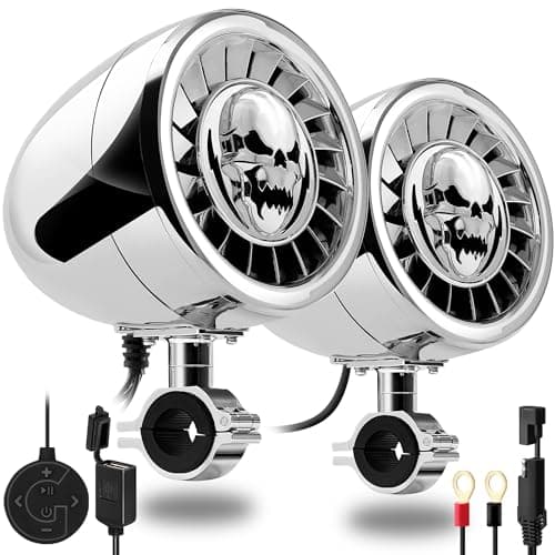 GoHawk Motorcycle Bluetooth Speakers | 5" Waterproof Motorcycle Stereo System | Built-in Amplifier Audio Music Player w/USB, Great for Motorcycle, UTV, ATV, AS5-X Chrome