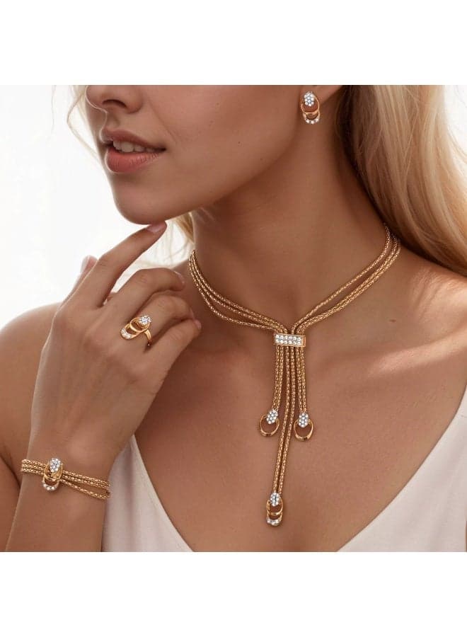 Jewelry The women's accessory set consists of 4 pieces, including a necklace, earrings, a ring and a bracelet