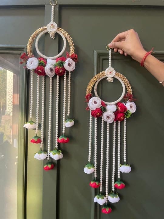 Handmade Wall Decor Flower with jhumki Style Hanging for Home DecorDiwali DecorWedding and All Festival Decor Export Quality LotusPerfect for TemplePooja Decor 2 PCS 6