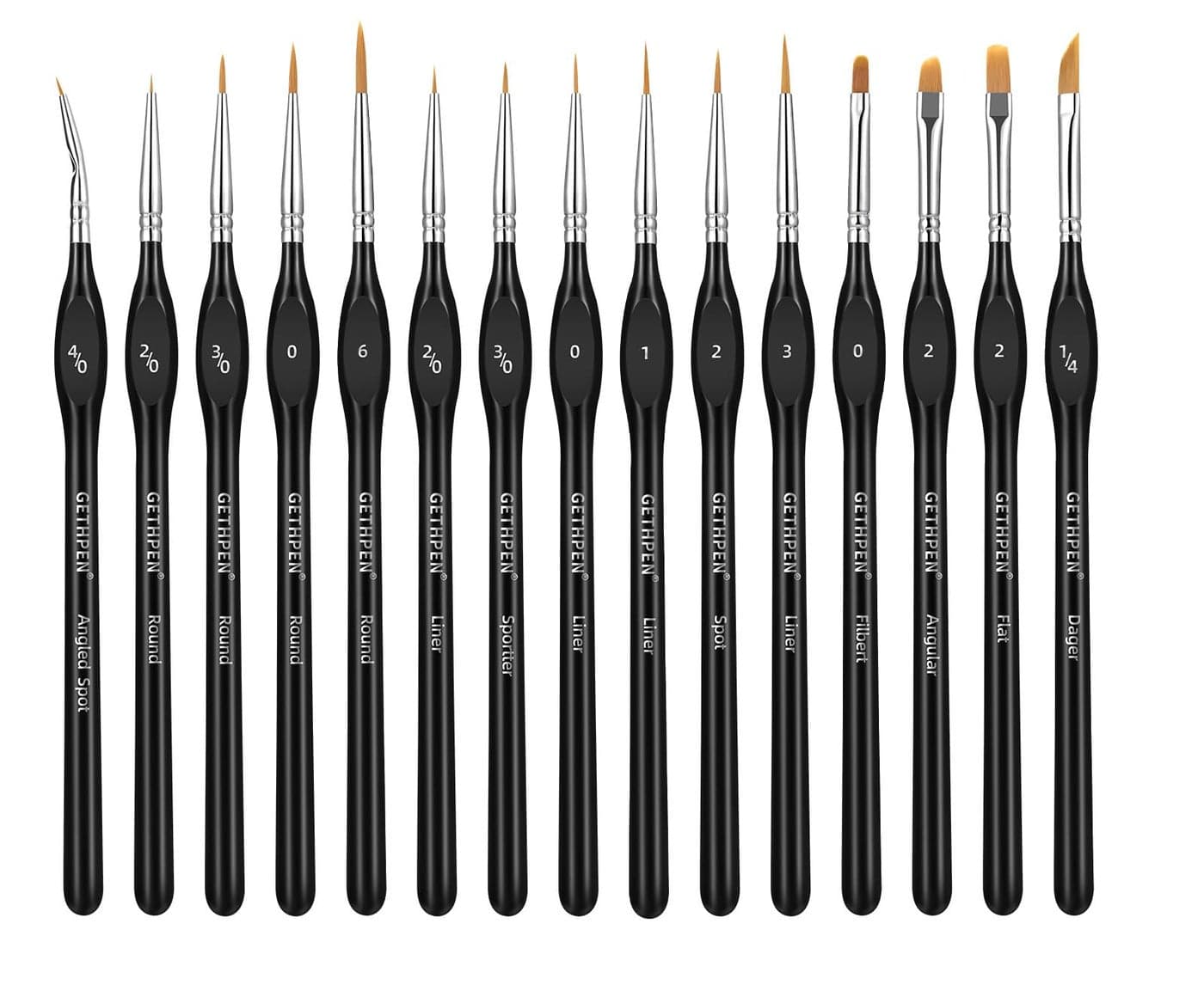 GETHPEN Extreme Detail Paint Brushes Set, 15pcs Miniature Paint Brushes for Fine Detailing, Art Painting, Micro Detail Paint Brush for Acrylics, Oils, Watercolors, Paint by Number,Rock Painting
