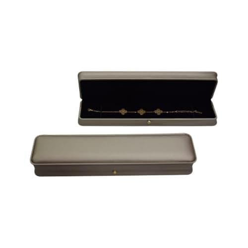 Moon PU Finish Jewellery Boxes with Golden Crown Button, (Rosegold, Bracelet/Chian (9.0x2.5))