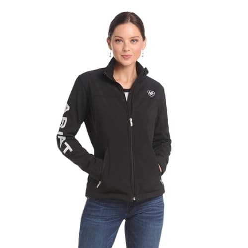 ARIAT Women's New Team Softshell Jacket – Wind and Water Resistant Jacket, Black, Large