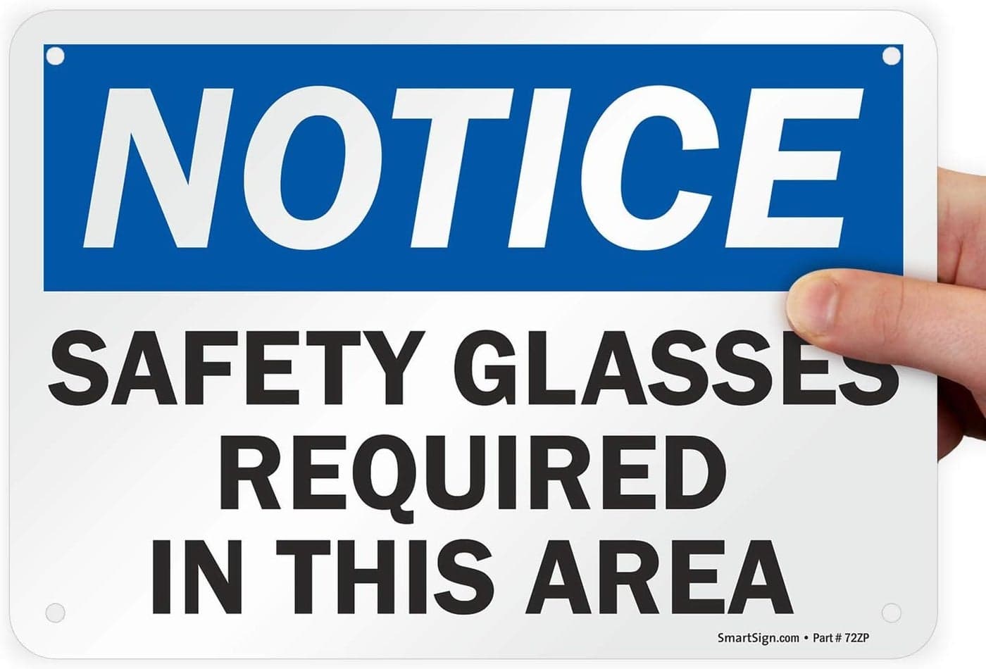 SmartSign U91559NP_7x10 Notice Safety Glasses Required In This Area Sign 7 x 10 Plastic BlackBlue on White