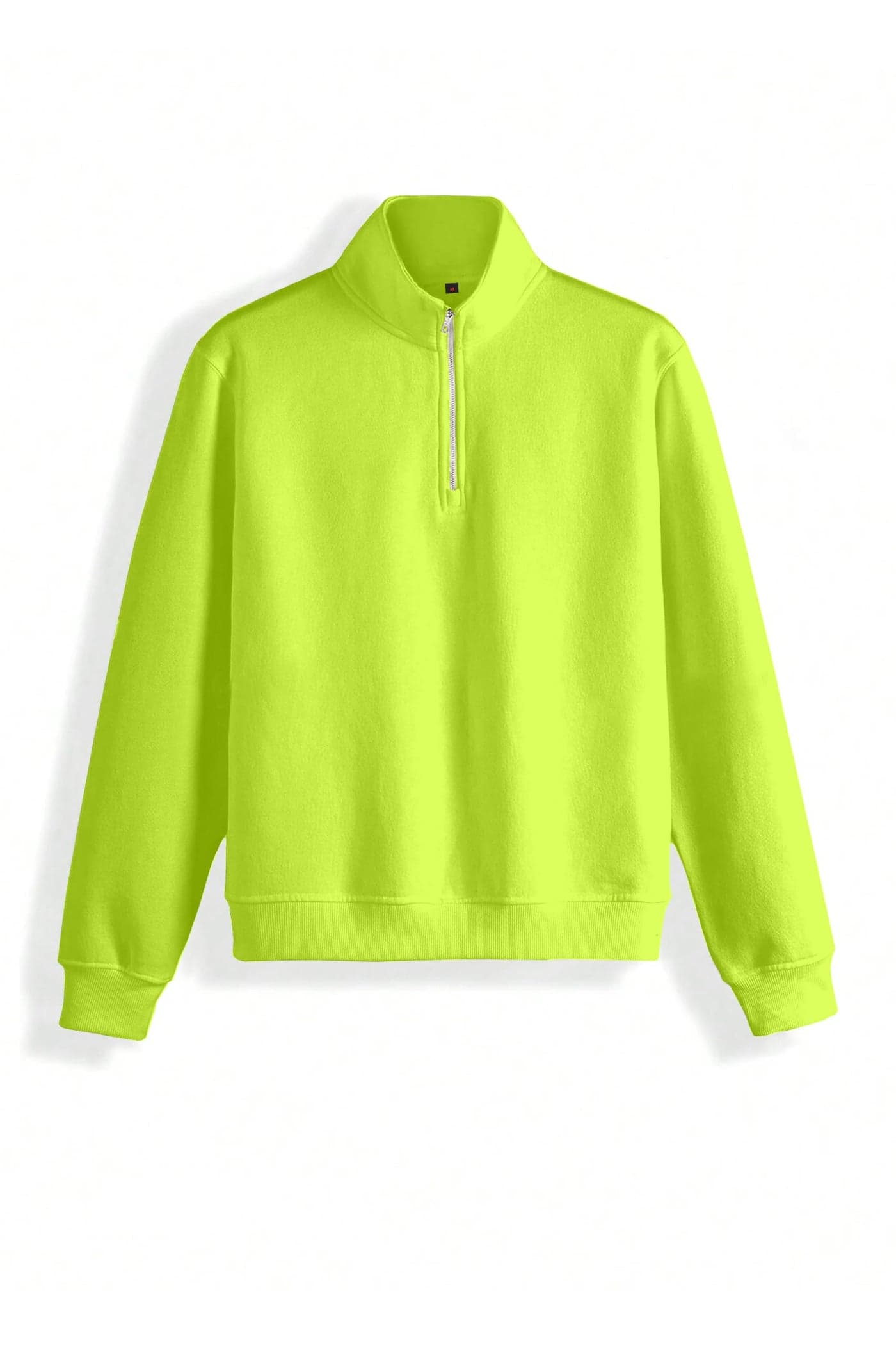 BAGHADBILLO Half Zipper Solid Sweatshirt for Men Neon Green