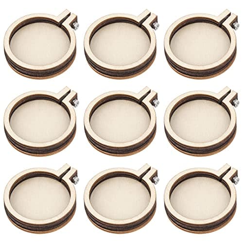 Framendino, 10 Pack Round Mini Embroidery Hoop Wood Ring for DIY Pendant Frame Craft