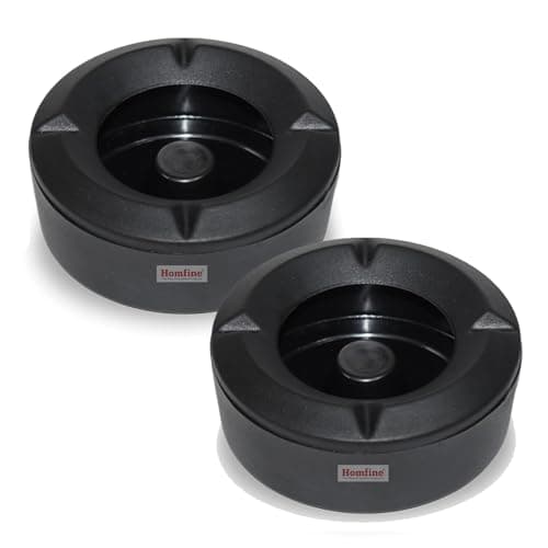Homfine Pack of 2Pcs Ashtray with Lid Ashtray Holder for Cigarette Smoking for Car, Home, Office and Bar (Black) 10x10x4.5cm - PVC Plastic