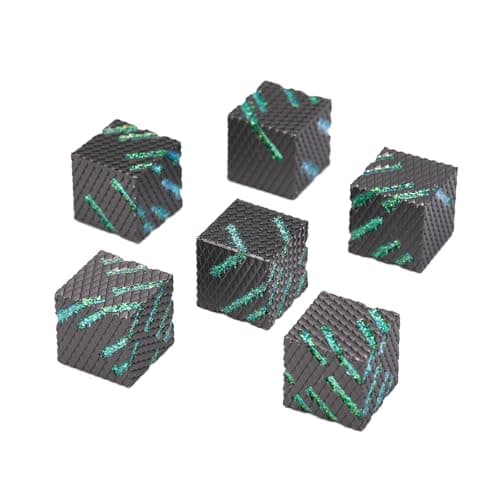 HNCCESG Dragon Scale Metal D6 Dice SetZinc Alloy 6 Sided Dice for RPG Tabletop GamesGift Box Included Glitter Green Shimmer