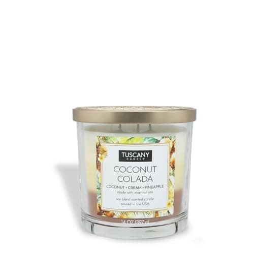 Tuscany Candle Coconut Colada Long-Lasting Scented Jar Candle, 14 oz