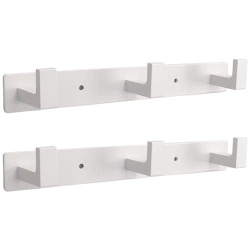 Vanloory Coat Rack Heavy Duty Stainless Steel 3 Tri Coat Hook Hanger Wall Mounted Wall Hooks Rustic Clothes HookKey Hook Rail for Bathroom Kitchen Entryway2 Pack 3 Hook White