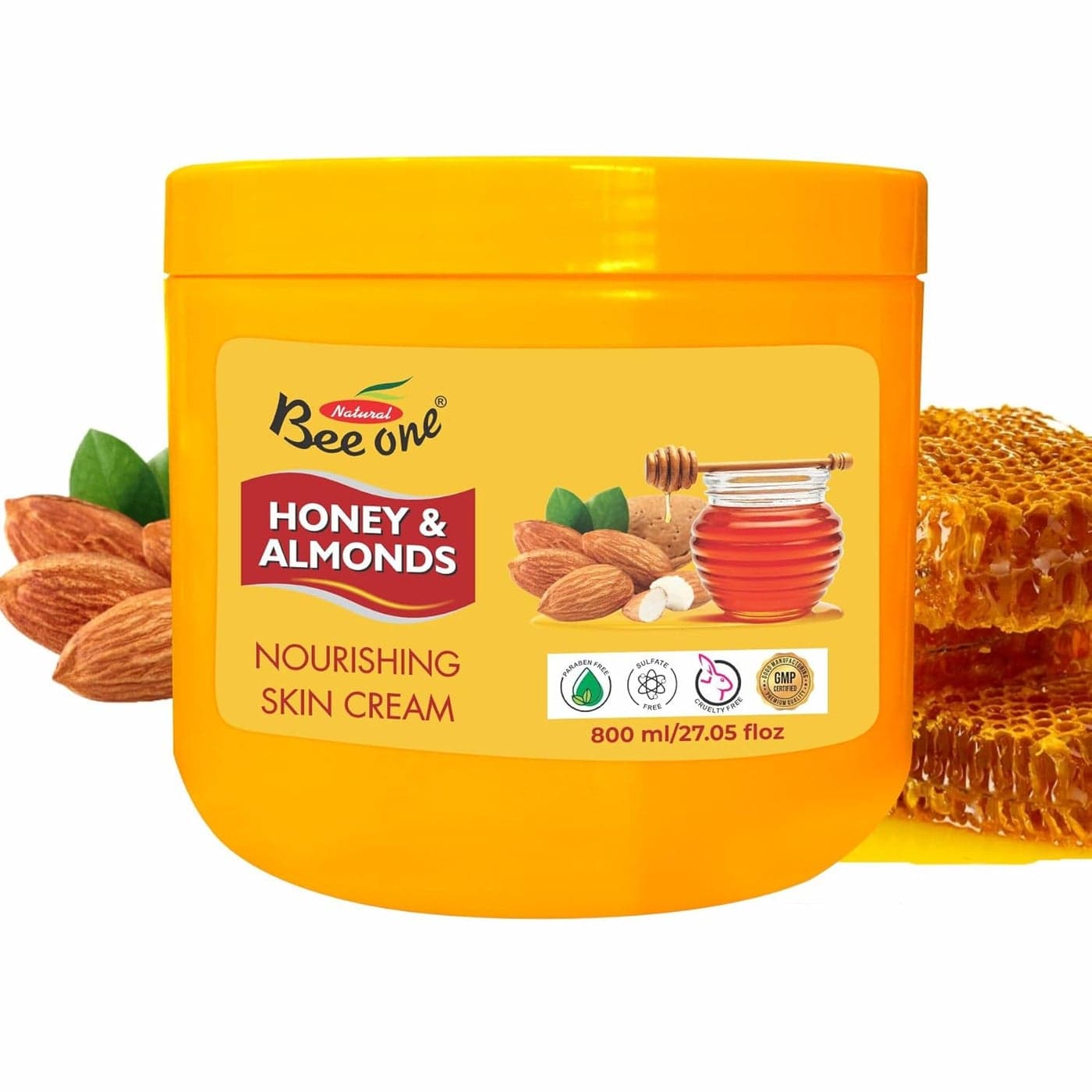 BEE ONE Almond Massage Cream 800 ml Skin Brightening Moisturizing Day Cream for Men and Women Daily Use Hand and Skin Moisturizer